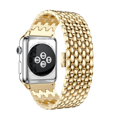 Dragon Grain Solid Stainless Steel Wrist Strap Watch Band for Apple Watch Series 3 & 2 & 1 42mm(Gold) by bashfashion