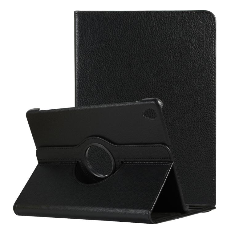 ENKAY 360 Degree Rotation Lichi Texture Leather Case with Holder for HUAWEI MediaPad M6 10.8 2019(Black) by ENKAY