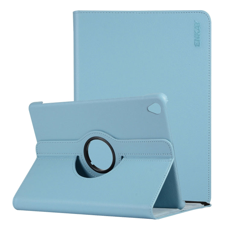 ENKAY 360 Degree Rotation Lichi Texture Leather Case with Holder for HUAWEI MediaPad M6 10.8 2019(Light Blue) by ENKAY