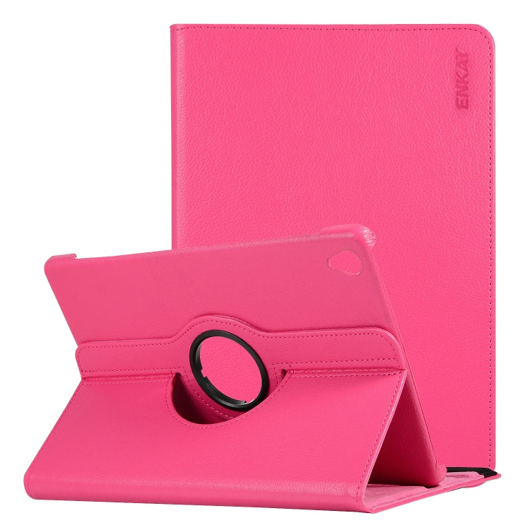 ENKAY 360 Degree Rotation Lichi Texture Leather Case with Holder for HUAWEI MediaPad M6 10.8 2019(Rose) by ENKAY