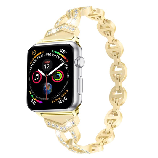 8-shaped VO Diamond-studded Solid Stainless Steel Wrist Strap Watch Band for Apple Watch Series 3 & 2 & 1 38mm(Gold) by bashfashion