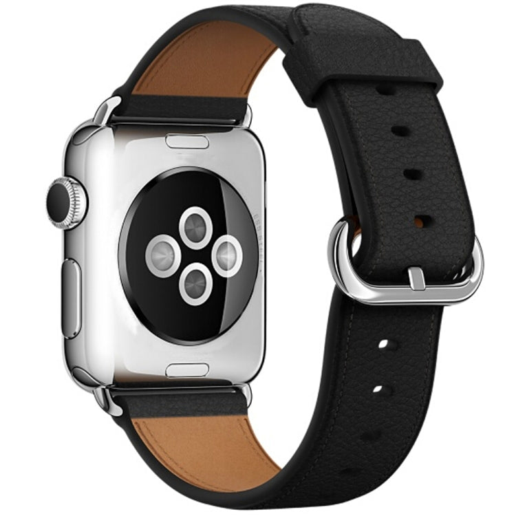 Classic Button Leather Wrist Strap Watch Band for Apple Watch Series 3 & 2 & 1 38mm(Black) by bashfashion