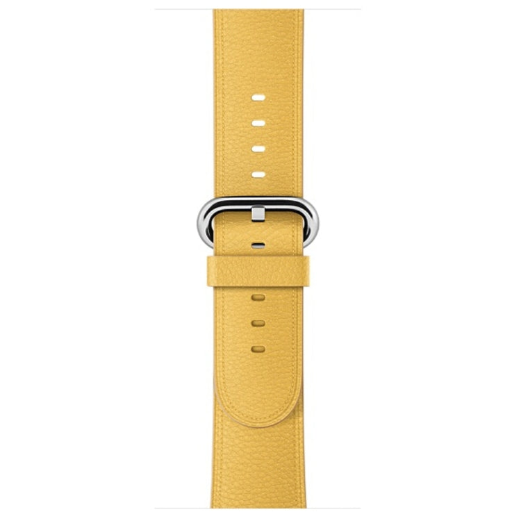Classic Button Leather Wrist Strap Watch Band for Apple Watch Series 3 & 2 & 1 38mm(Yellow) by bashfashion