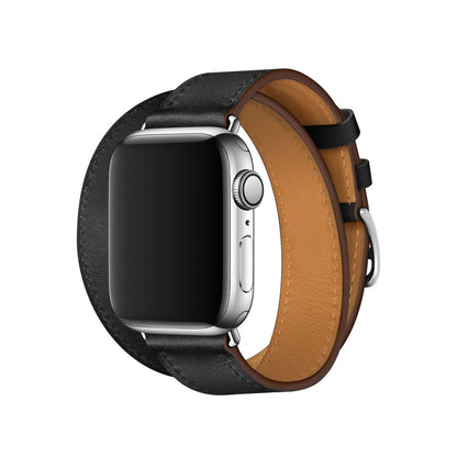 For Apple Watch 3 / 2 / 1 Generation 42mm Universal Leather Double-Loop Watch Band(black) by bashfashion