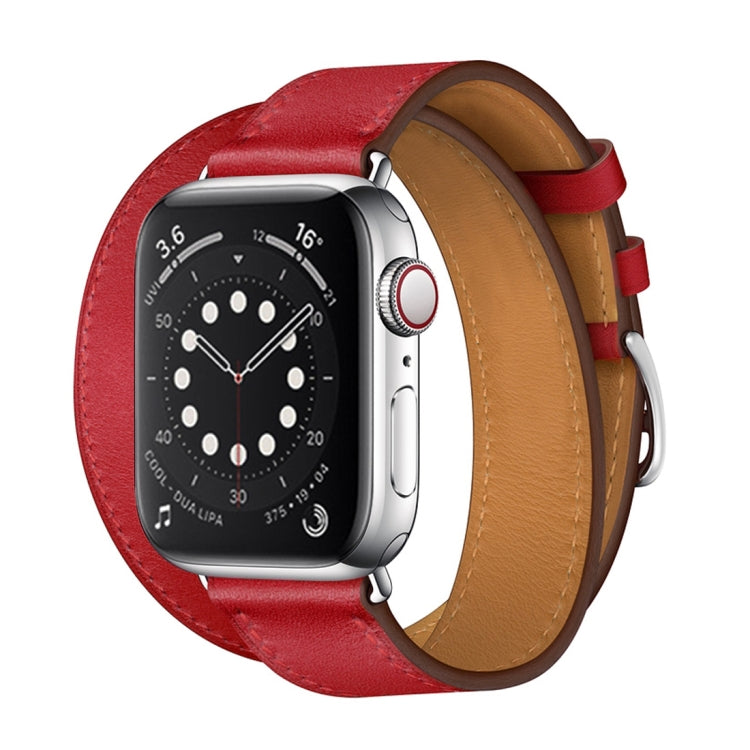 For Apple Watch 3 / 2 / 1 Generation 42mm Universal Leather Double-Loop Watch Band(red) by bashfashion