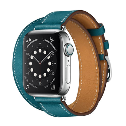For Apple Watch 3 / 2 / 1 Generation 42mm Universal Leather Double-Loop Watch Band(blue) by bashfashion