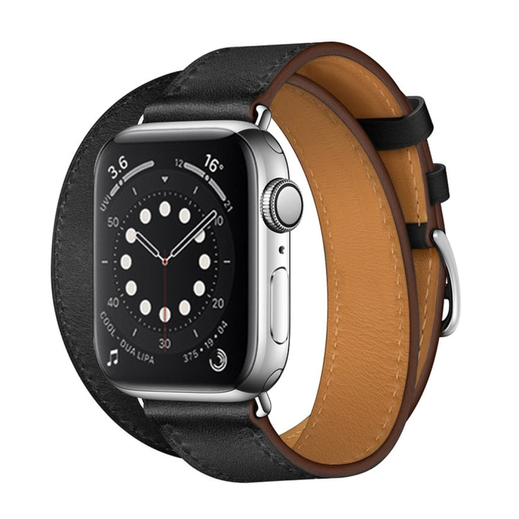 For Apple Watch 3 / 2 / 1 Generation 38mm Universal Leather Double-loop Watch Band(black) by bashfashion