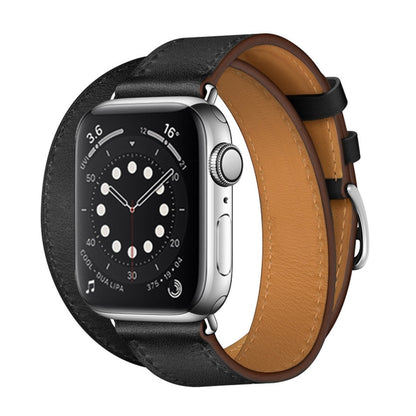 For Apple Watch 3 / 2 / 1 Generation 38mm Universal Leather Double-loop Watch Band(black) by bashfashion