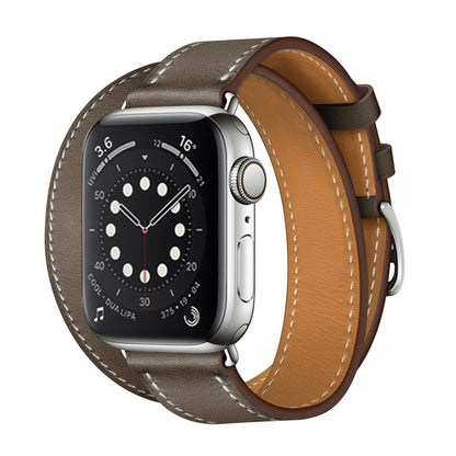 For Apple Watch 3 / 2 / 1 Generation 38mm Universal Leather Double-loop Watch Band(gray) by bashfashion