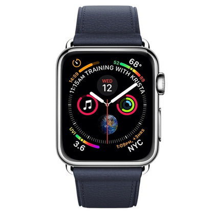 Classic Button Leather Wrist Strap Watch Band for Apple Watch Series 3 & 2 & 1 42mm(Midnight Blue) by bashfashion