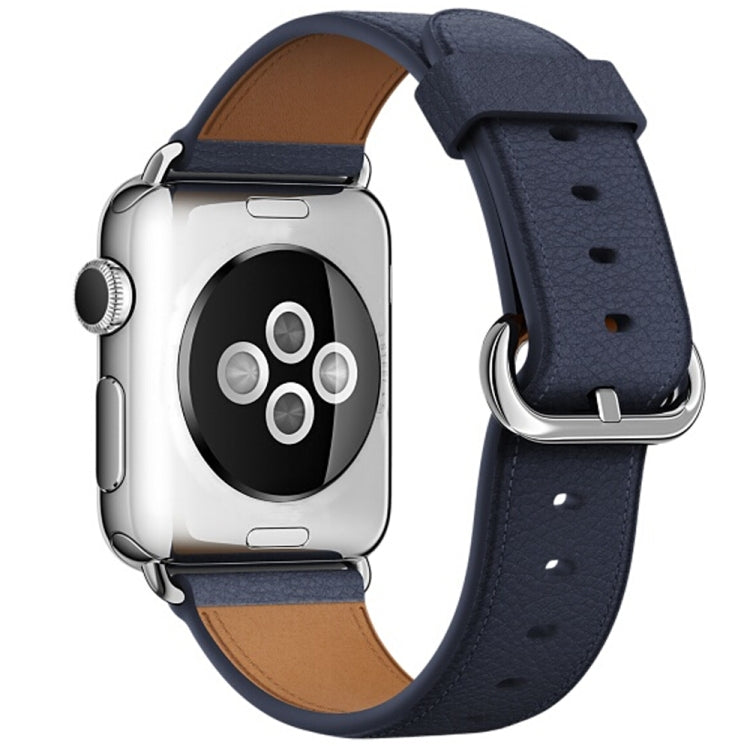 Classic Button Leather Wrist Strap Watch Band for Apple Watch Series 3 & 2 & 1 42mm(Midnight Blue) by bashfashion