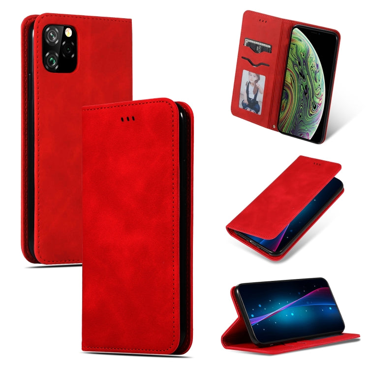 For iPhone 11 Pro Retro Skin Feel Business Magnetic Horizontal Flip Leather Case(Red) by bashfashion