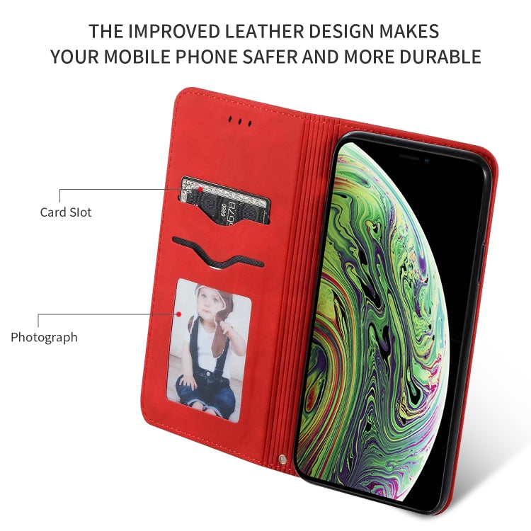 For iPhone 11 Pro Retro Skin Feel Business Magnetic Horizontal Flip Leather Case(Red) by bashfashion