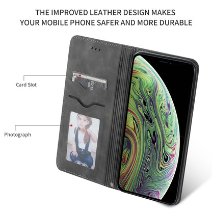 For iPhone 11 Pro Retro Skin Feel Business Magnetic Horizontal Flip Leather Case(Dark Gray) by bashfashion