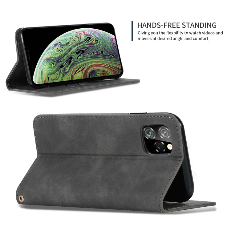For iPhone 11 Pro Retro Skin Feel Business Magnetic Horizontal Flip Leather Case(Dark Gray) by bashfashion