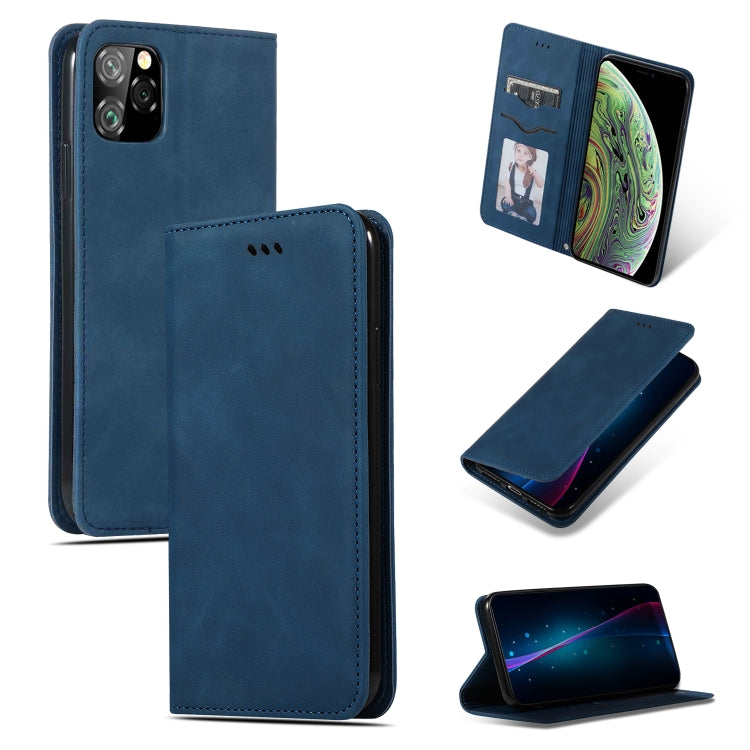 For iPhone 11 Pro Retro Skin Feel Business Magnetic Horizontal Flip Leather Case(Navy Blue) by bashfashion