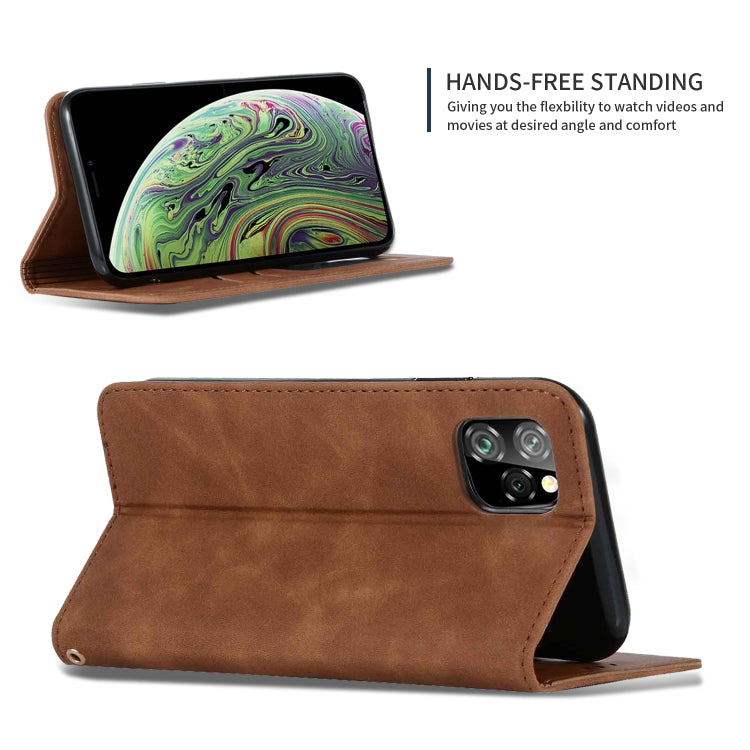For iPhone 11 Pro Retro Skin Feel Business Magnetic Horizontal Flip Leather Case(Brown) by bashfashion