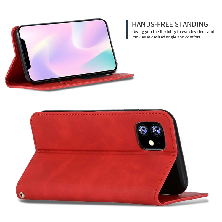 For iPhone 11 Retro Skin Feel Business Magnetic Horizontal Flip Leather Case (Red) by bashfashion