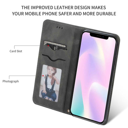 For iPhone 11 Retro Skin Feel Business Magnetic Horizontal Flip Leather Case (Dark Gray) by bashfashion