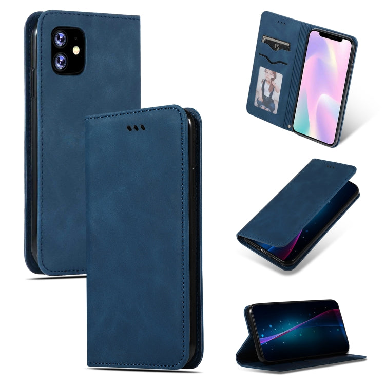 For iPhone 11 Retro Skin Feel Business Magnetic Horizontal Flip Leather Case (Navy Blue) by bashfashion
