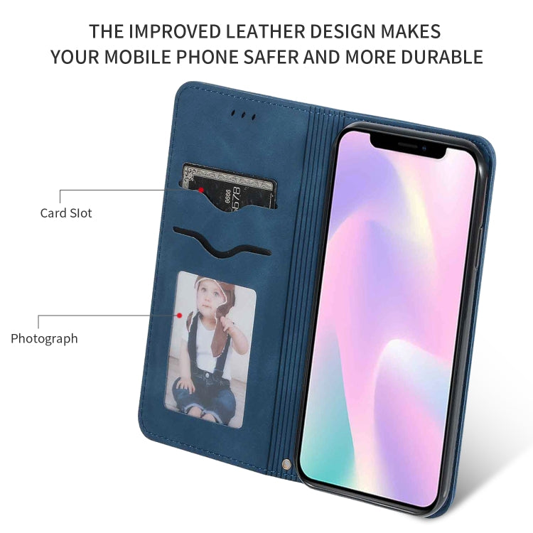 For iPhone 11 Retro Skin Feel Business Magnetic Horizontal Flip Leather Case (Navy Blue) by bashfashion