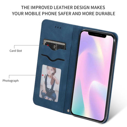 For iPhone 11 Retro Skin Feel Business Magnetic Horizontal Flip Leather Case (Navy Blue) by bashfashion