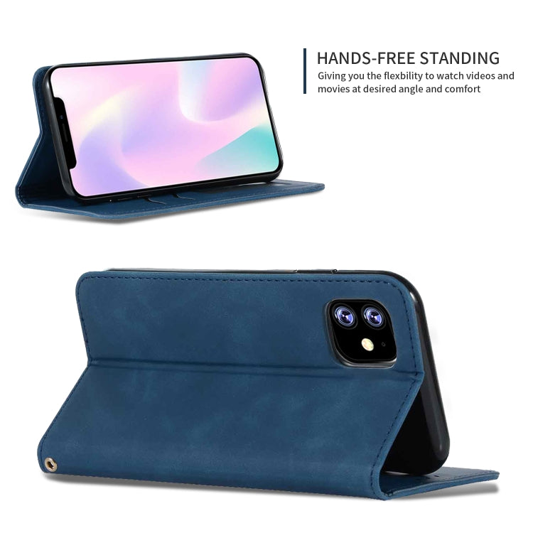 For iPhone 11 Retro Skin Feel Business Magnetic Horizontal Flip Leather Case (Navy Blue) by bashfashion