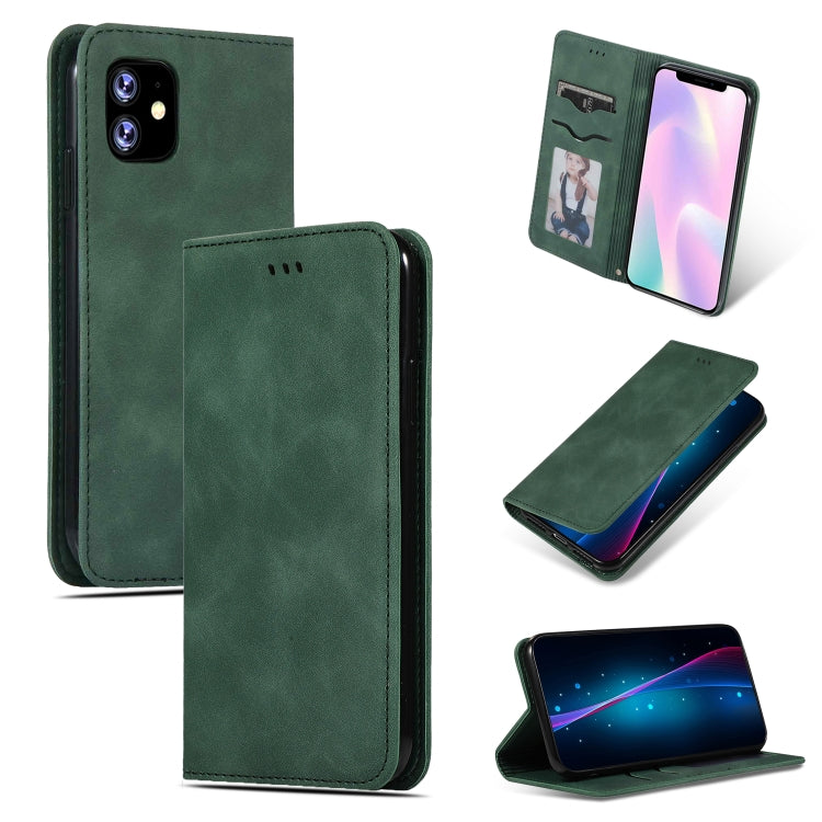 For iPhone 11 Retro Skin Feel Business Magnetic Horizontal Flip Leather Case (Army Green) by bashfashion