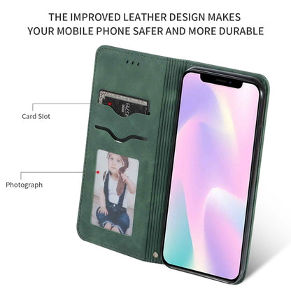 For iPhone 11 Retro Skin Feel Business Magnetic Horizontal Flip Leather Case (Army Green) by bashfashion