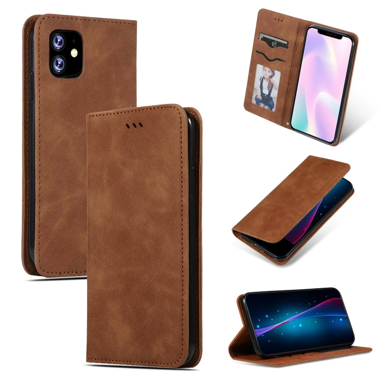 For iPhone 11 Retro Skin Feel Business Magnetic Horizontal Flip Leather Case (Brown) by bashfashion