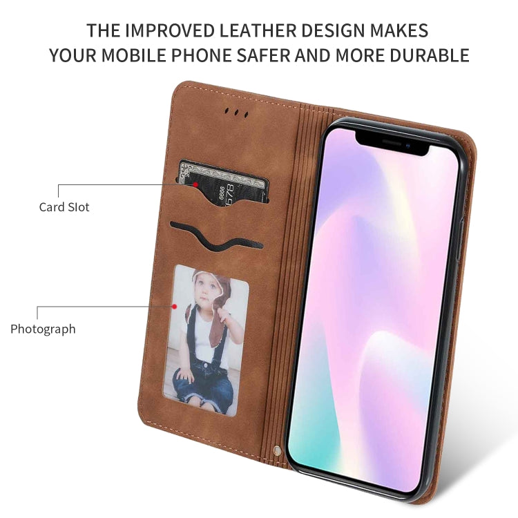 For iPhone 11 Retro Skin Feel Business Magnetic Horizontal Flip Leather Case (Brown) by bashfashion