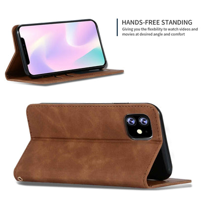 For iPhone 11 Retro Skin Feel Business Magnetic Horizontal Flip Leather Case (Brown) by bashfashion