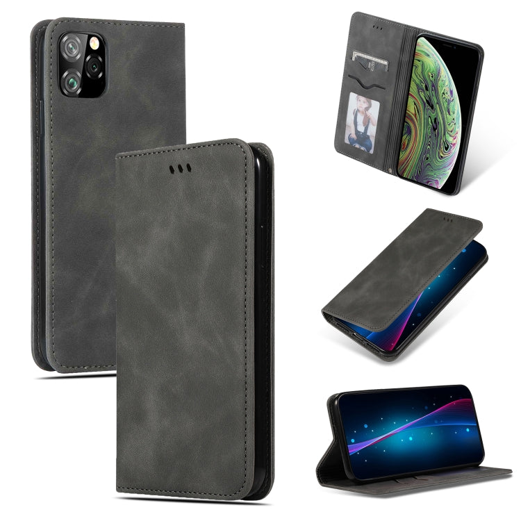 For iPhone 11 Pro Max Retro Skin Feel Business Magnetic Horizontal Flip Leather Case (Dark Gray) by bashfashion