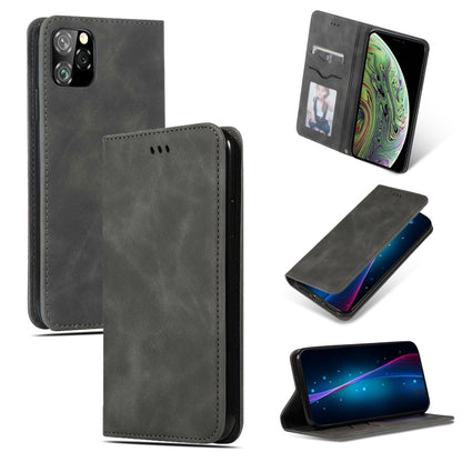 For iPhone 11 Pro Max Retro Skin Feel Business Magnetic Horizontal Flip Leather Case (Dark Gray) by bashfashion
