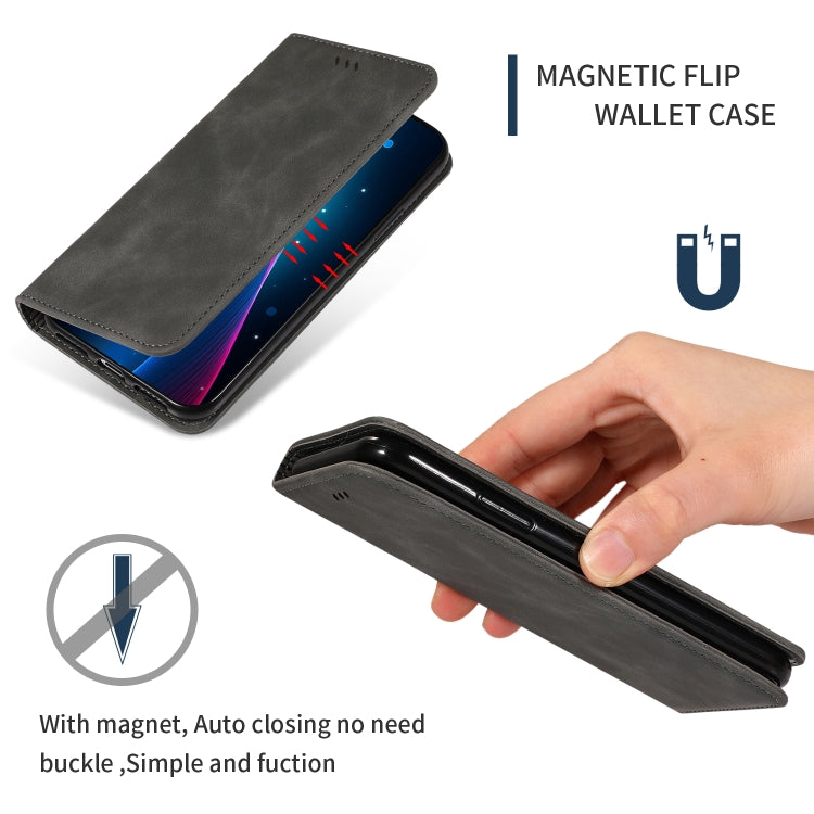For iPhone 11 Pro Max Retro Skin Feel Business Magnetic Horizontal Flip Leather Case (Dark Gray) by bashfashion