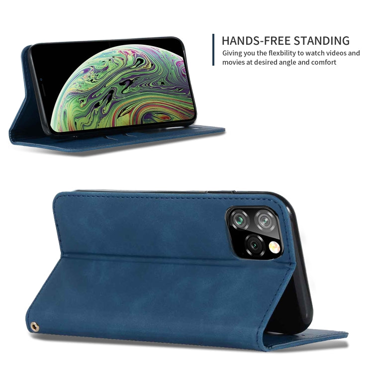 For iPhone 11 Pro Max Retro Skin Feel Business Magnetic Horizontal Flip Leather Case (Navy Blue) by bashfashion