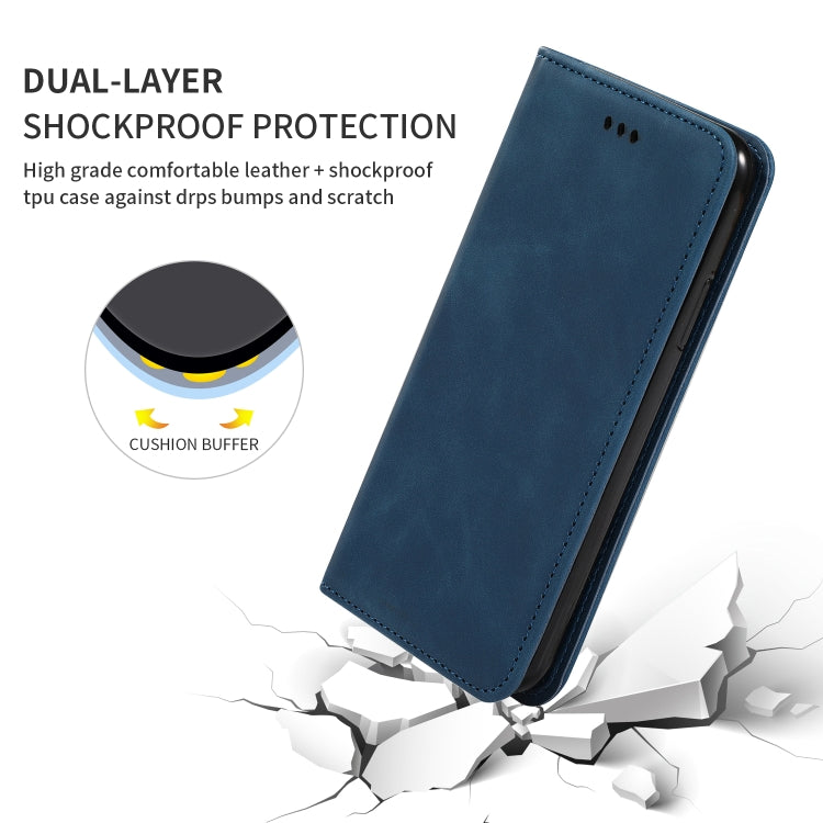 For iPhone 11 Pro Max Retro Skin Feel Business Magnetic Horizontal Flip Leather Case (Navy Blue) by bashfashion