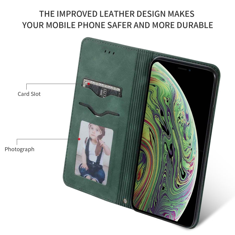 For iPhone 11 Pro Max Retro Skin Feel Business Magnetic Horizontal Flip Leather Case (Army Green) by bashfashion