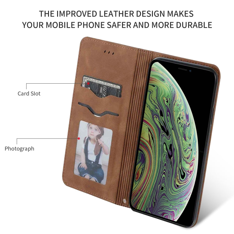 For iPhone 11 Pro Max Retro Skin Feel Business Magnetic Horizontal Flip Leather Case (Brown) by bashfashion