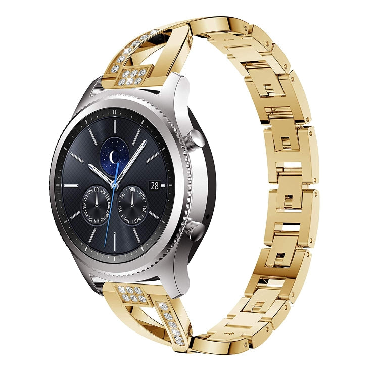 For Samsung GearS3 / Ticwatch Pro / HUAWEI GT Universal 22mm Metal Diamond Strap(gold) by bashfashion