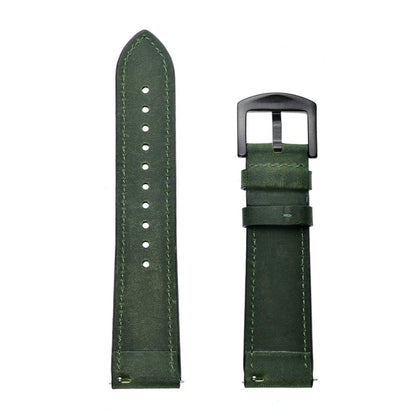 For Samsung Galaxy Watch Active 2 22mm Leather Eyelet Sport Watch Band(Army Green) by bashfashion