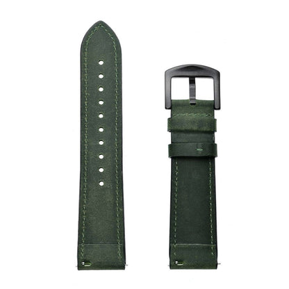 For Samsung Galaxy Watch Active 20mm Leather Eyelet Sport Watch Band(Army Green) by bashfashion