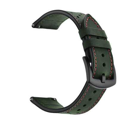 For Samsung Galaxy Watch Active 20mm Leather Eyelet Sport Watch Band(Army Green) by bashfashion