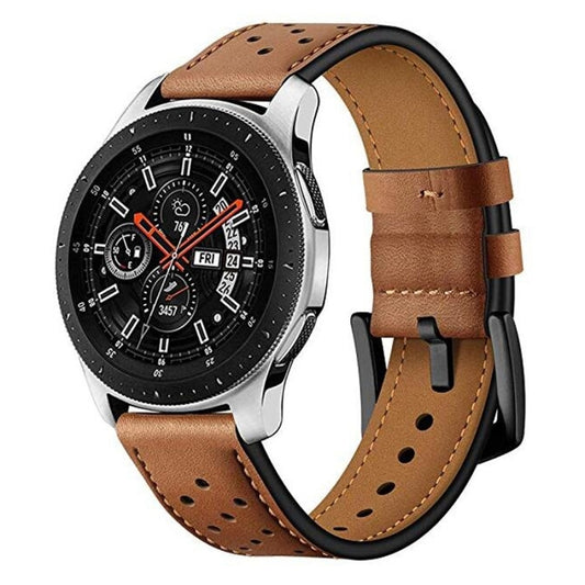 For Samsung Galaxy Watch Active 20mm Leather Eyelet Sport Watch Band(Brown) by bashfashion