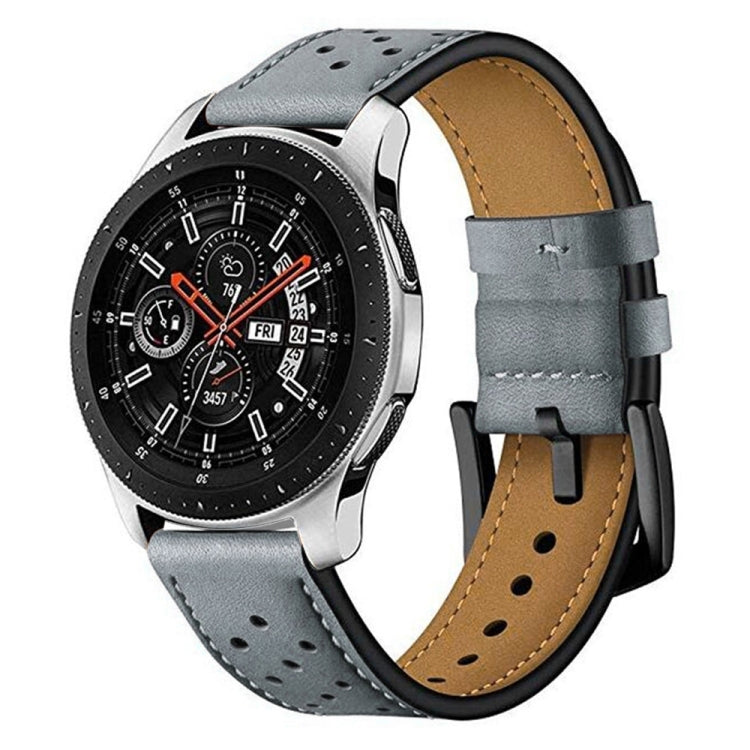 For Samsung Galaxy Watch Active 20mm Leather Eyelet Sport Watch Band (Grey) by bashfashion