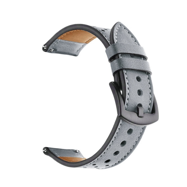 For Samsung Galaxy Watch Active 20mm Leather Eyelet Sport Watch Band (Grey) by bashfashion