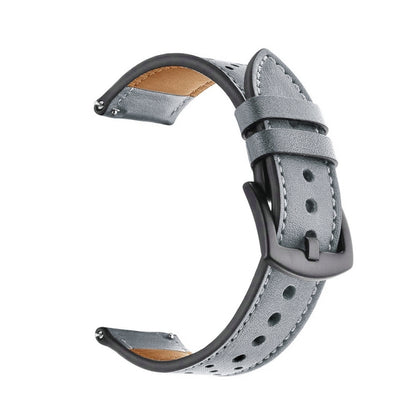 For Samsung Galaxy Watch Active 20mm Leather Eyelet Sport Watch Band (Grey) by bashfashion