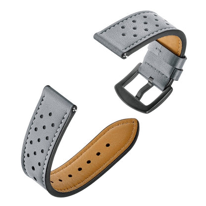 For Samsung Galaxy Watch Active 20mm Leather Eyelet Sport Watch Band (Grey) by bashfashion