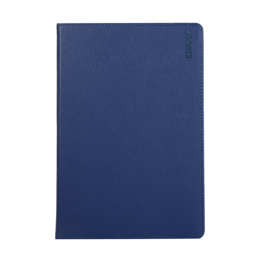 ENKAY 360 Degree Rotation Lichi Texture Leather Case with Holder for Samsung Galaxy Tab S6 10.5 T860 / T865(Dark Blue) by ENKAY
