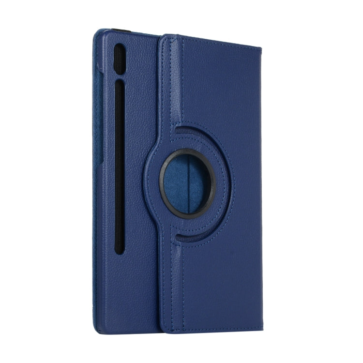 ENKAY 360 Degree Rotation Lichi Texture Leather Case with Holder for Samsung Galaxy Tab S6 10.5 T860 / T865(Dark Blue) by ENKAY